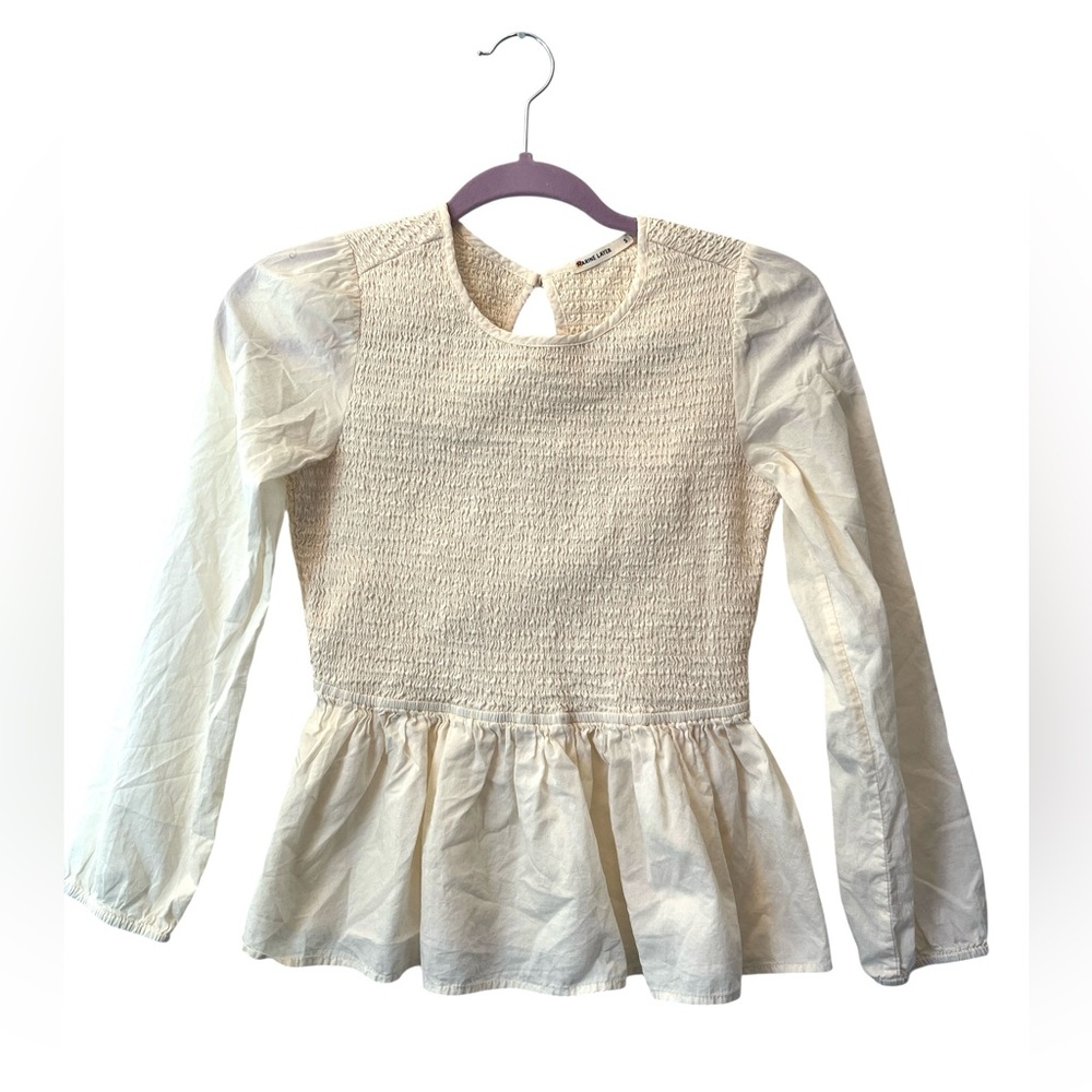 Marine Layer Blouse Gabrielle Smocked Peplum Top Size S Bohemian Whimsical